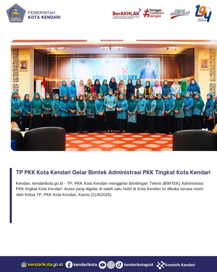 TP PKK Kota Kendari Gelar Bimtek Administrasi PKK Tingkat Kota Kendari