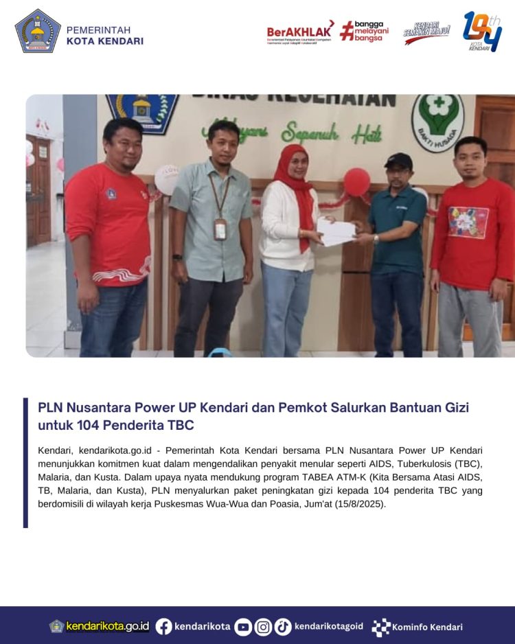 PLN Nusantara Power UP Kendari dan Pemkot Salurkan Bantuan Gizi untuk 104 Penderita TBC