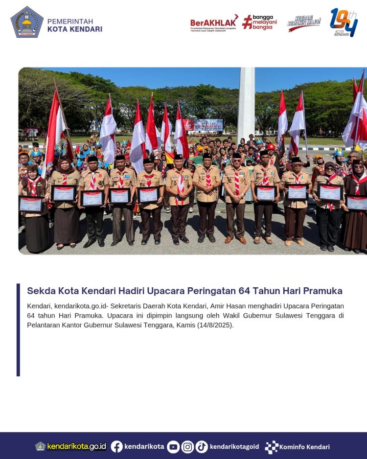 Sekda Kota Kendari Hadiri Upacara Peringatan 64 Tahun Hari Pramuka
