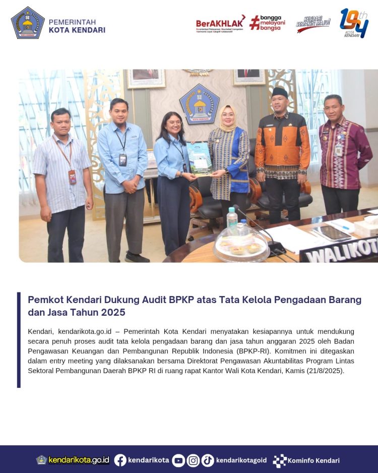 Pemkot Kendari Dukung Audit BPKP atas Tata Kelola Pengadaan Barang dan Jasa Tahun 2025