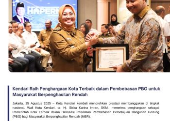 Kendari Raih Penghargaan Kota Terbaik dalam Pembebasan PBG untuk Masyarakat Berpenghasilan Rendah