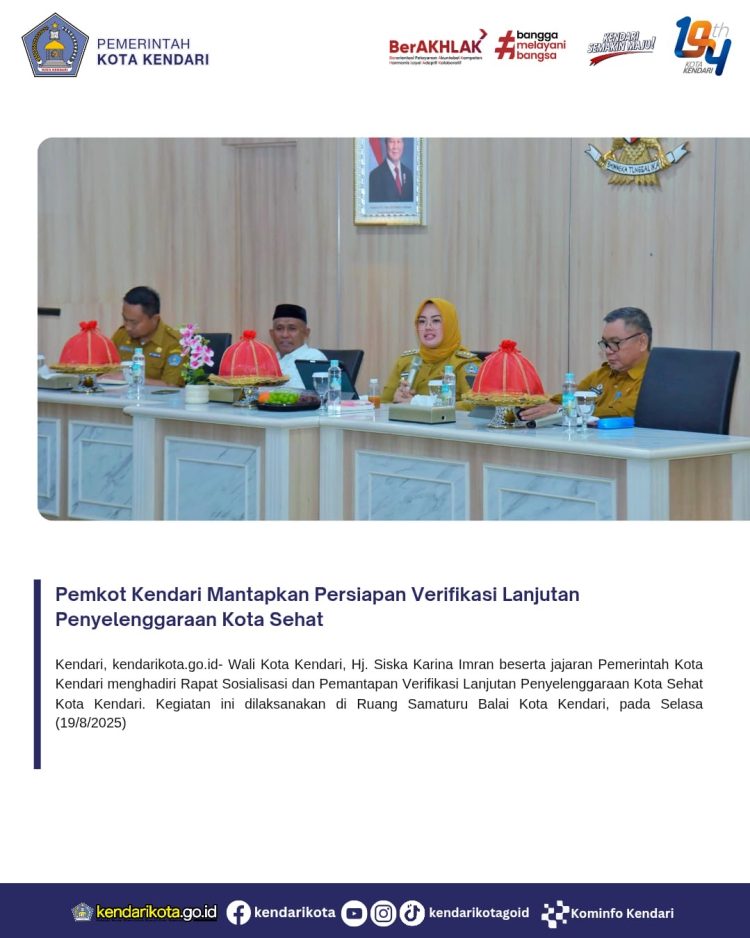 Pemkot Kendari Mantapkan Persiapan Verifikasi Lanjutan Penyelenggaraan Kota Sehat