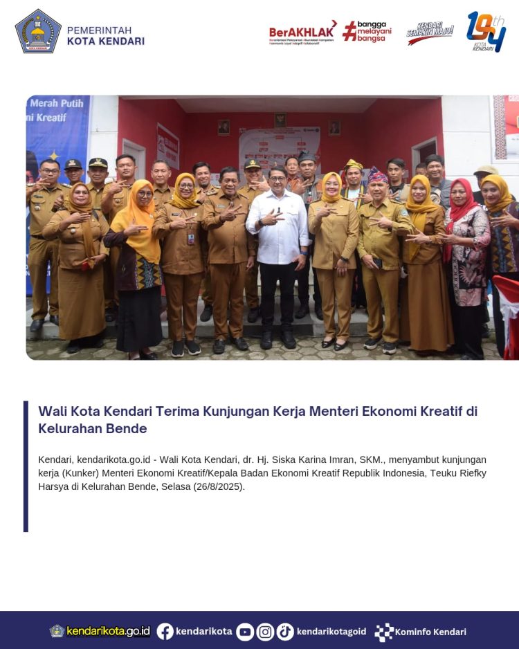 Wali Kota Kendari Terima Kunjungan Kerja Menteri Ekonomi Kreatif di Kelurahan Bende