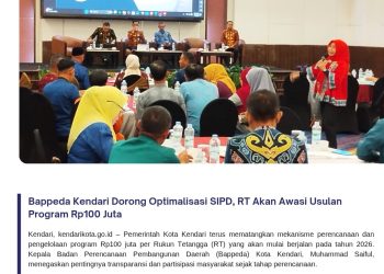 Bappeda Kendari Dorong Optimalisasi SIPD, RT Akan Awasi Usulan Program Rp100 Juta