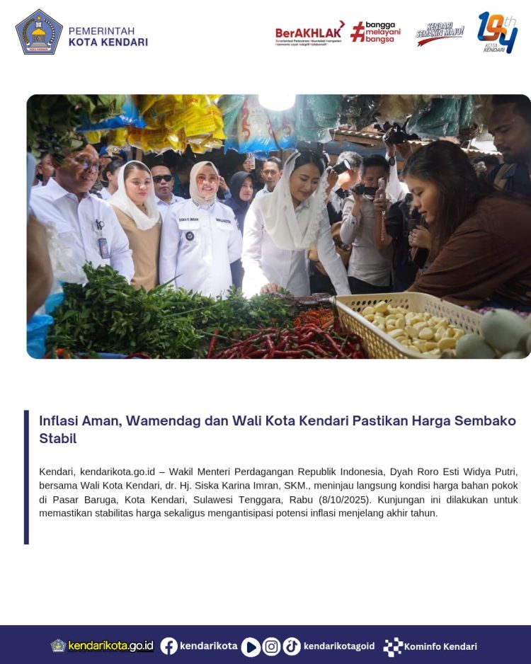 Inflasi Aman, Wamendag dan Wali Kota Kendari Pastikan Harga Sembako Stabil