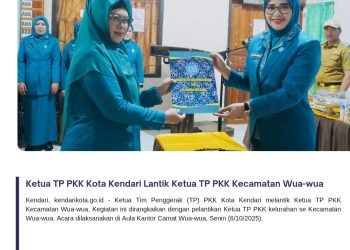 Ketua TP PKK Kota Kendari Lantik Ketua TP PKK Kecamatan Wua-wua