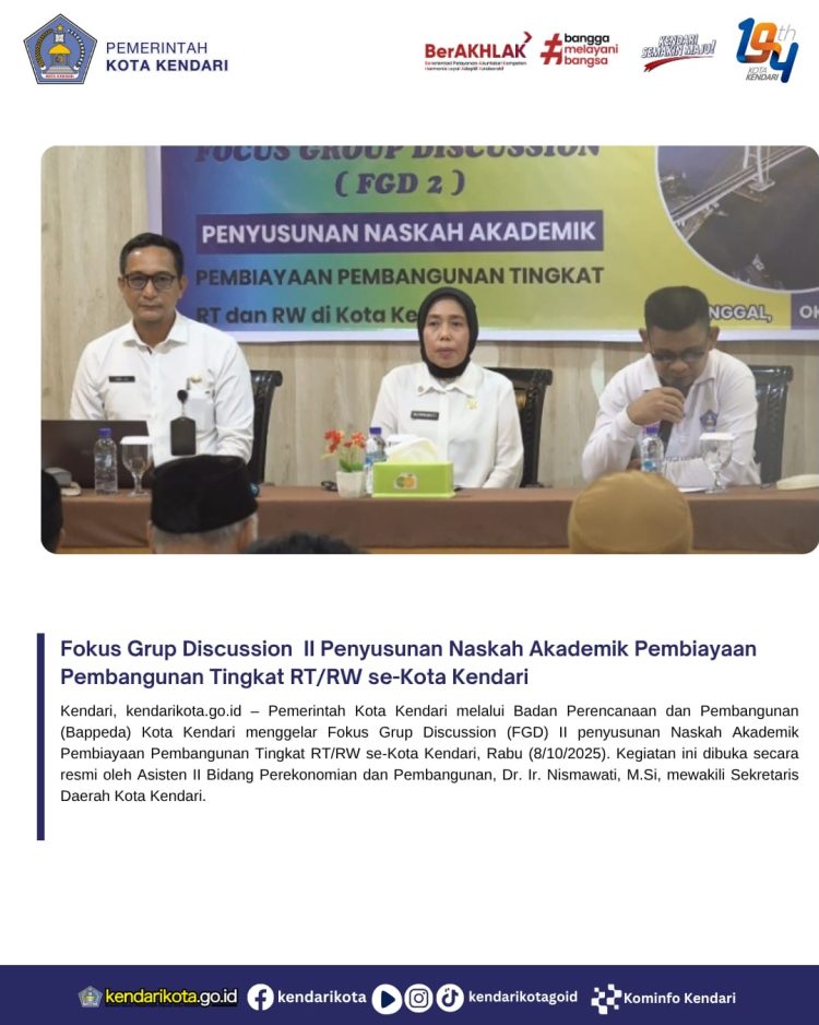 Fokus Grup Discussion II Penyusunan Naskah Akademik Pembiayaan Pembangunan Tingkat RT/RW se-Kota Kendari