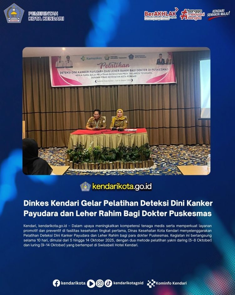 Dinkes Kendari Gelar Pelatihan Deteksi Dini Kanker Payudara dan Leher Rahim Bagi Dokter Puskesmas