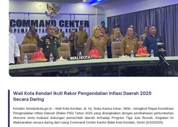 Wali Kota Kendari Ikuti Rakor Pengendalian Inflasi Daerah 2025 Secara Daring