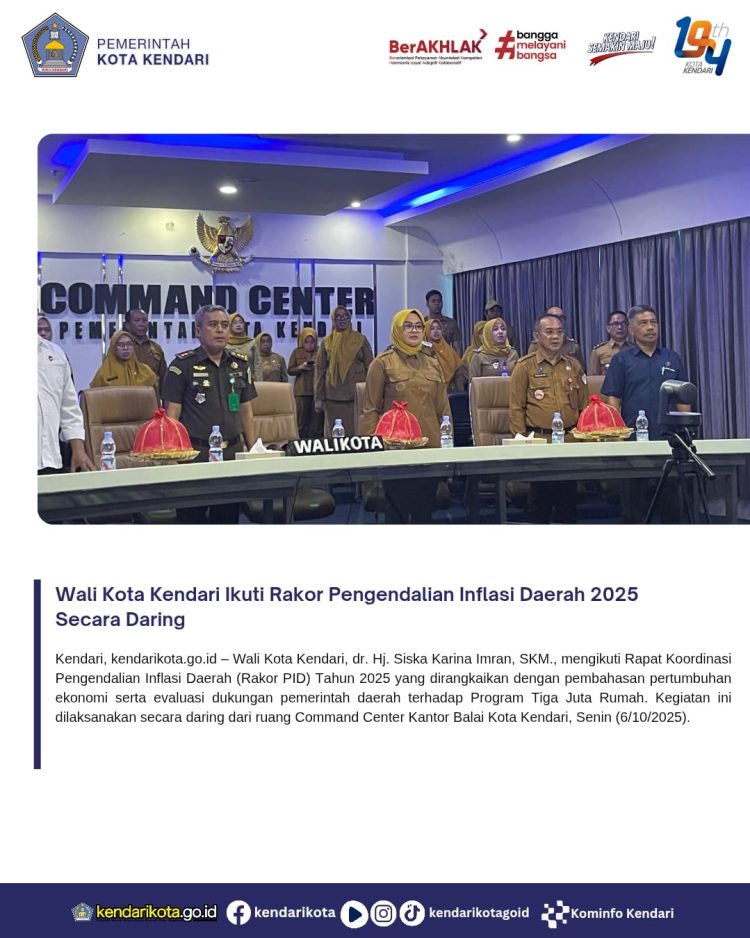 Wali Kota Kendari Ikuti Rakor Pengendalian Inflasi Daerah 2025 Secara Daring