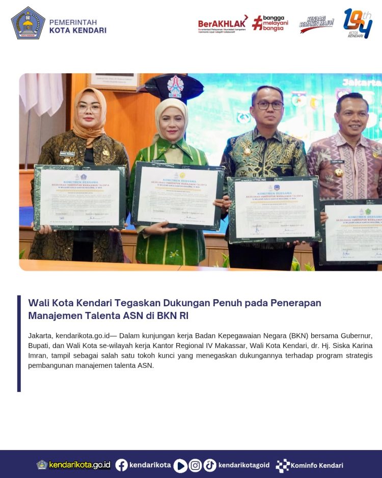 Wali Kota Kendari Tegaskan Dukungan Penuh pada Penerapan Manajemen Talenta ASN di BKN RI