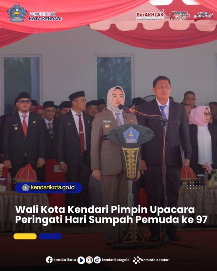 Wali Kota Kendari Pimpin Upacara Peringati Hari Sumpah Pemuda ke 97