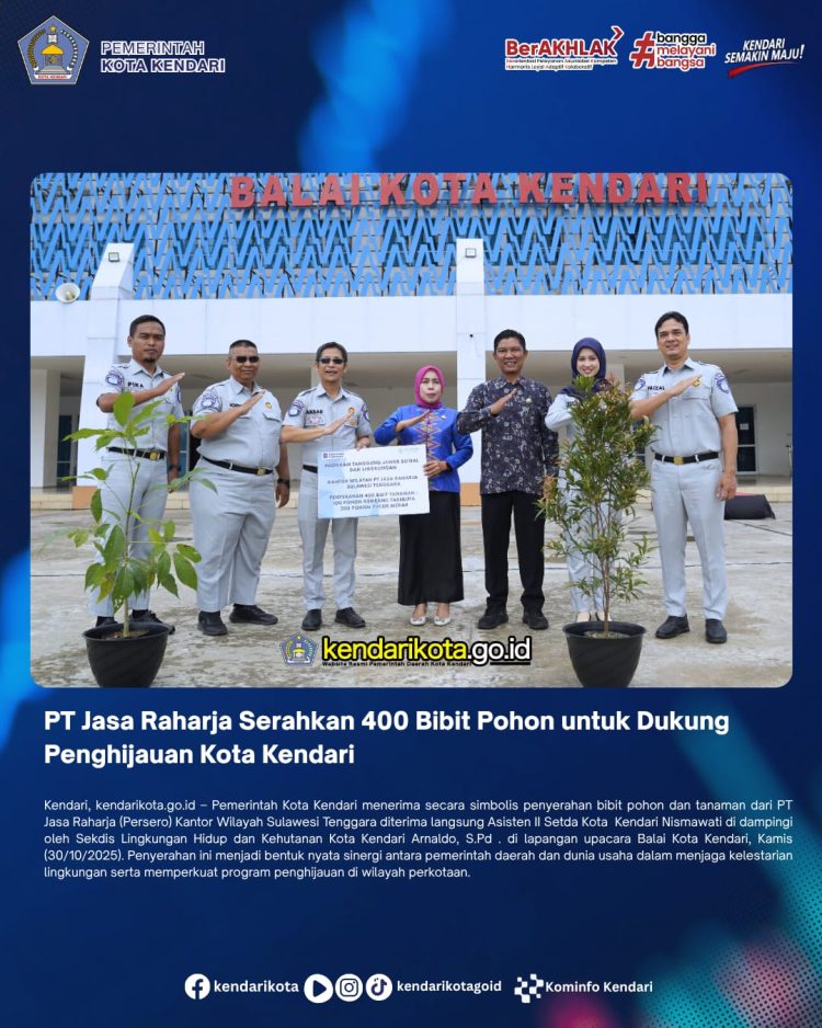 PT Jasa Raharja Serahkan 400 Bibit Pohon untuk Dukung Penghijauan Kota Kendari