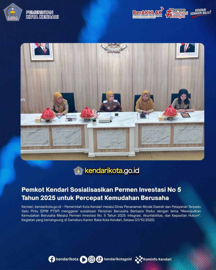 Pemkot Kendari Sosialisasikan Permen Investasi No 5 Tahun 2025 untuk Percepat Kemudahan Berusaha