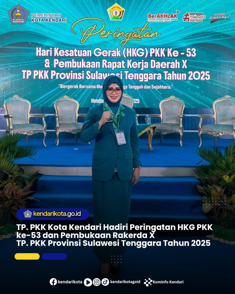 TP. PKK Kota Kendari Hadiri Peringatan HKG PKK ke-53 dan Pembukaan Rakerda XTP. PKK Provinsi Sulawesi Tenggara Tahun 2025