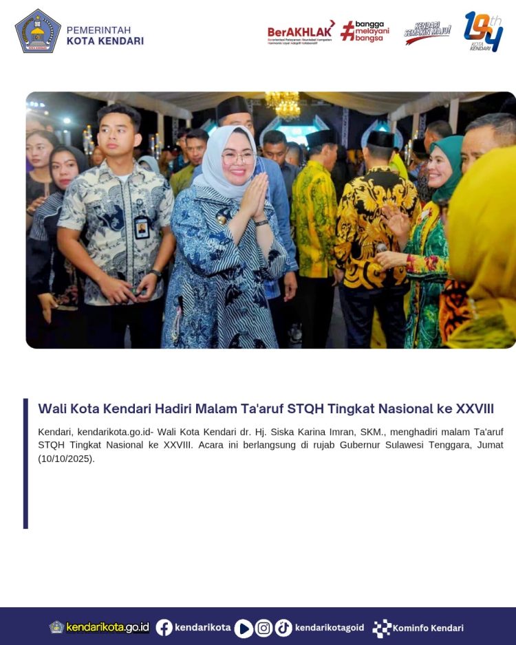 Wali Kota Kendari Hadiri Malam Ta’aruf STQH Tingkat Nasional ke XXVIII