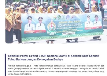 Semarak Pawai Ta’aruf STQH Nasional XXVIII di Kendari: Kota Kendari Tutup Barisan dengan Kemegahan Budaya