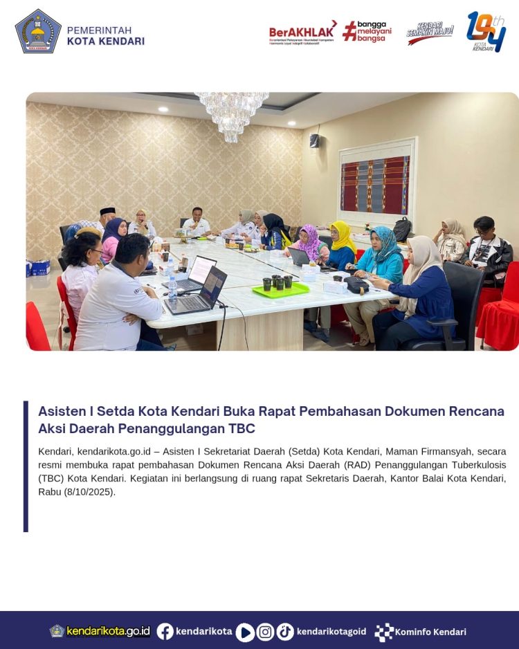 Asisten I Setda Kota Kendari Buka Rapat Pembahasan Dokumen Rencana Aksi Daerah Penanggulangan TBC