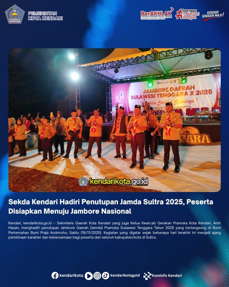 Sekda Kendari Hadiri Penutupan Jamda Sultra 2025, Peserta Disiapkan Menuju Jambore Nasional