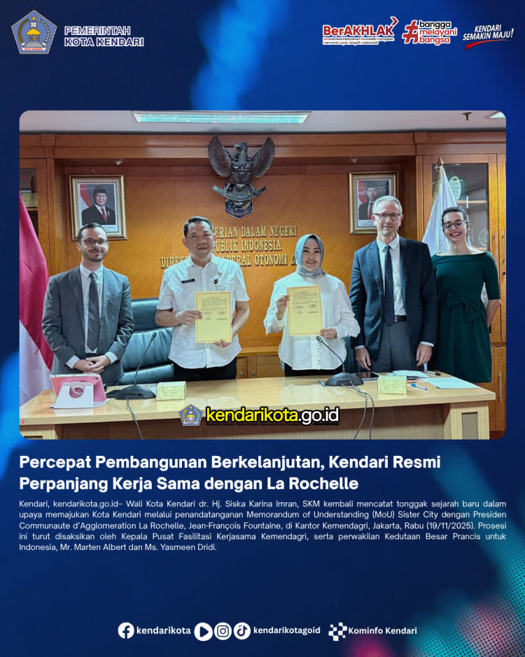 Percepat Pembangunan Berkelanjutan, Kendari Resmi Perpanjang Kerja Sama dengan La Rochelle