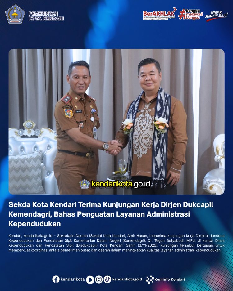 Sekda Kota Kendari Terima Kunjungan Kerja Dirjen Dukcapil Kemendagri, Bahas Penguatan Layanan Administrasi Kependudukan