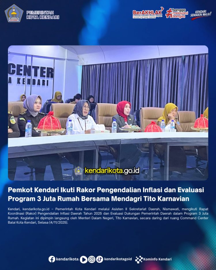 Pemkot Kendari Ikuti Rakor Pengendalian Inflasi dan Evaluasi Program 3 Juta Rumah Bersama Mendagri Tito Karnavian