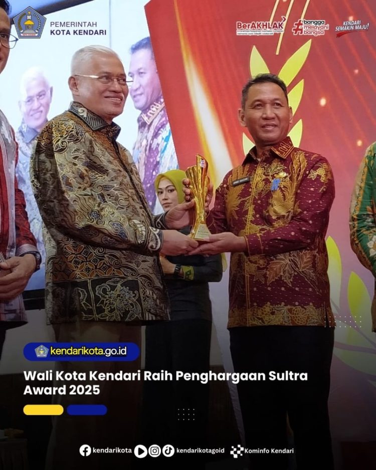 Wali Kota Kendari Raih Penghargaan Sultra Award 2025