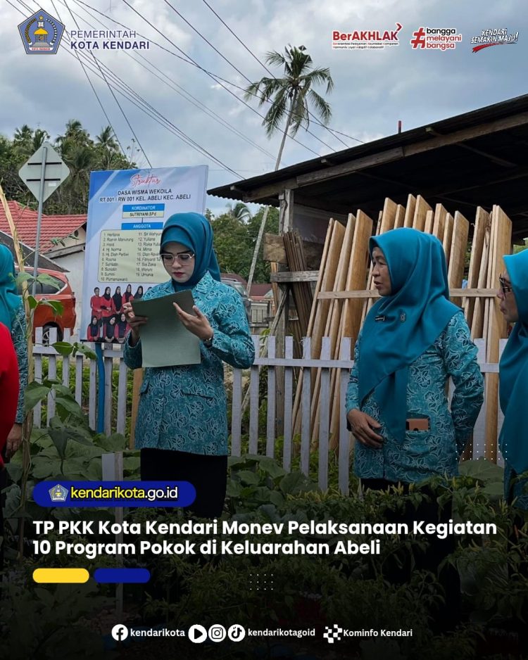 TP PKK Kota Kendari Monev Pelaksanaan Kegiatan 10 Program Pokok di Keluarahan Abeli