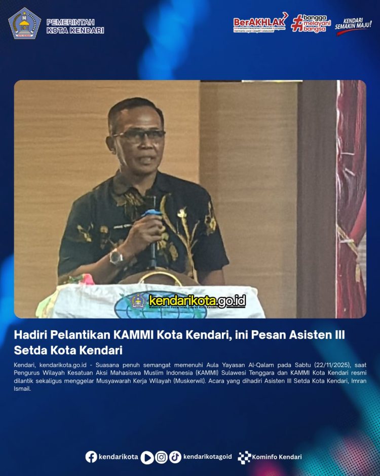 Hadiri Pelantikan KAMMI Kota Kendari, ini Pesan Asisten III Setda Kota Kendari