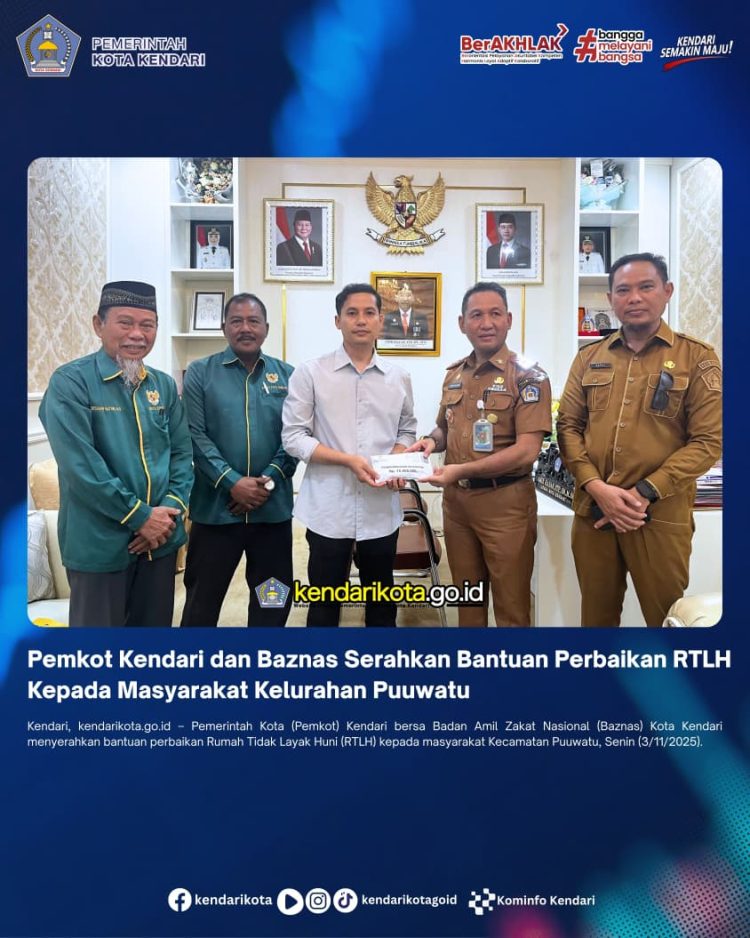 Pemkot Kendari dan Baznas Serahkan Bantuan Perbaikan RTLH Kepada Masyarakat Kelurahan Puuwatu