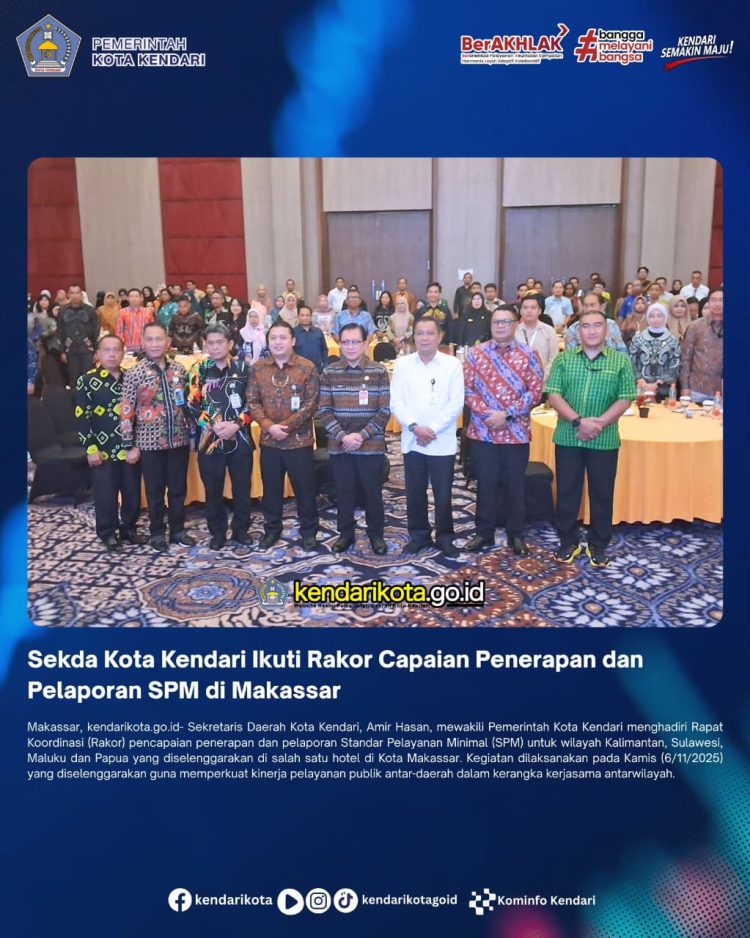 Sekda Kota Kendari Ikuti Rakor Capaian Penerapan dan Pelaporan SPM di Makassar