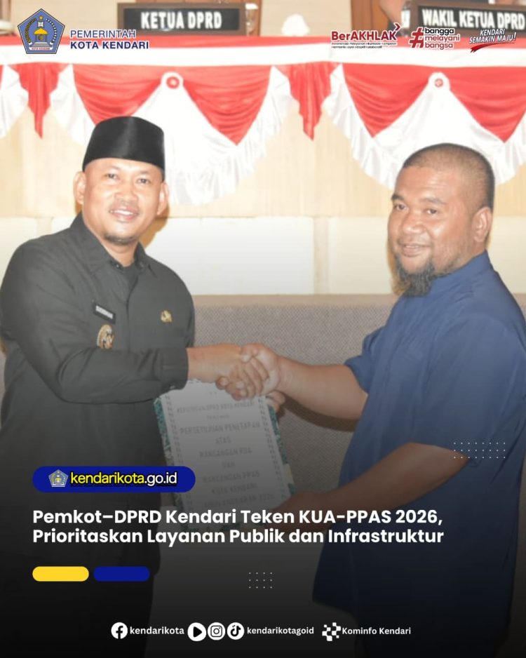 Pemkot–DPRD Kendari Teken KUA-PPAS 2026, Prioritaskan Layanan Publik dan Infrastruktur