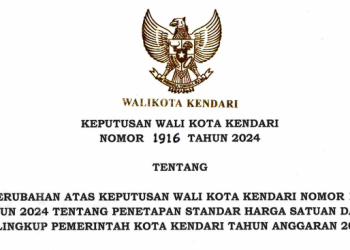 PERUBAHAN STANDAR HARGA SATUAN DAERAH LINGKUP PEMERINTAH KOTA KENDARI TAHUN ANGGARAN 2025