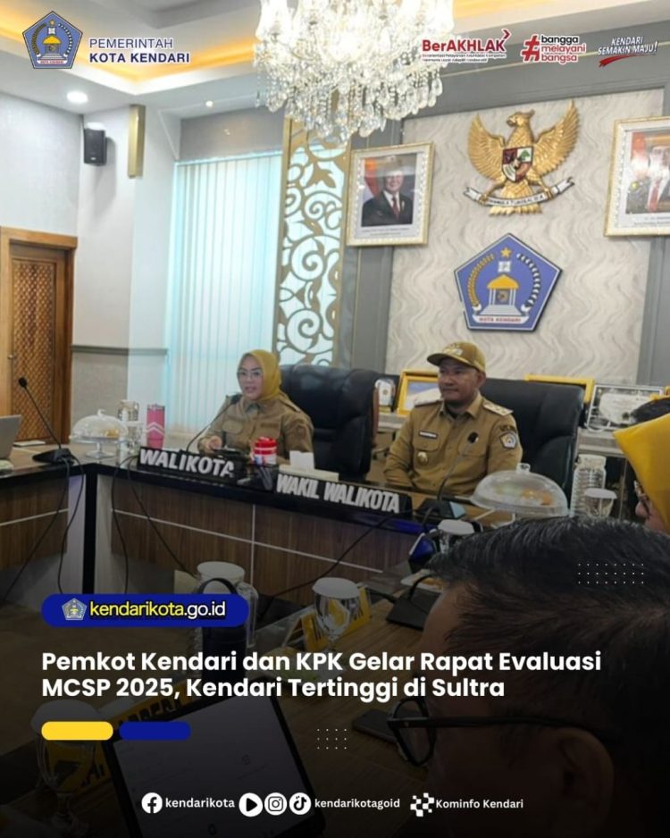 Pemkot Kendari dan KPK Gelar Rapat Evaluasi MCSP 2025, Kendari Tertinggi di Sultra