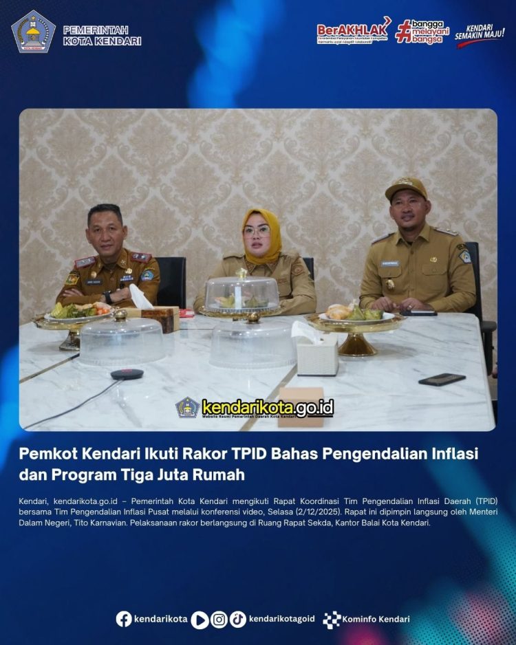Pemkot Kendari Ikuti Rakor TPID Bahas Pengendalian Inflasi dan Program Tiga Juta Rumah