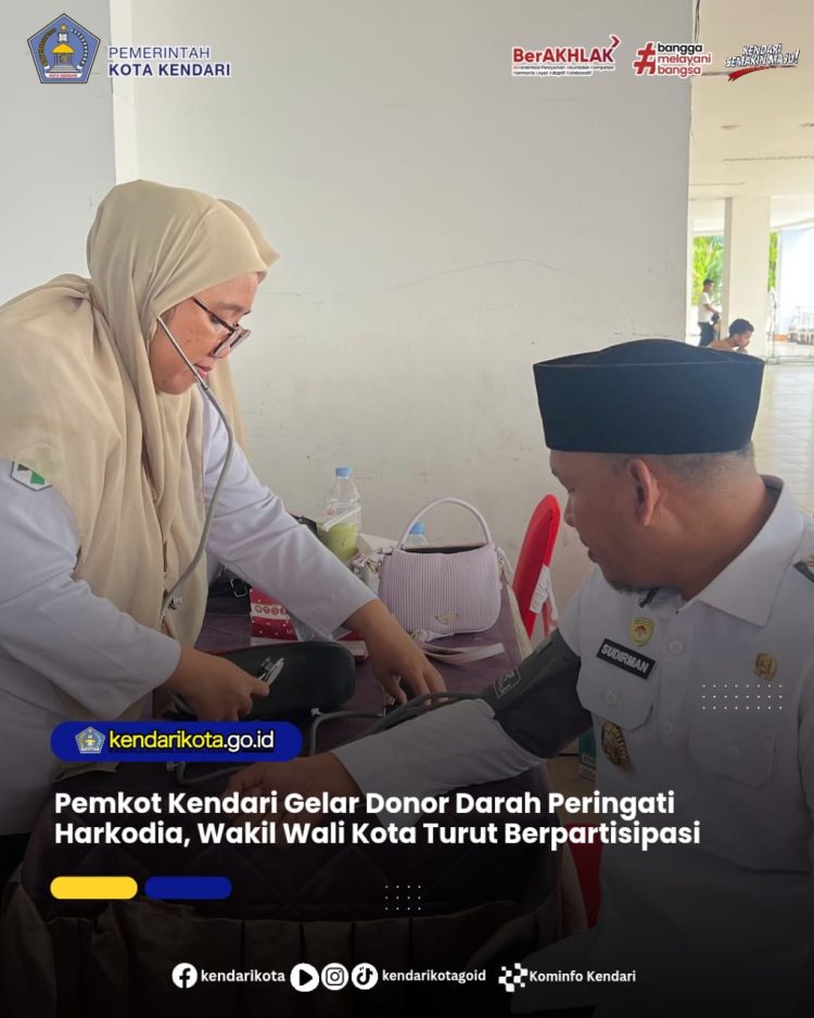 Pemkot Kendari Gelar Donor Darah Peringati Harkodia, Wakil Wali Kota Turut Berpartisipasi