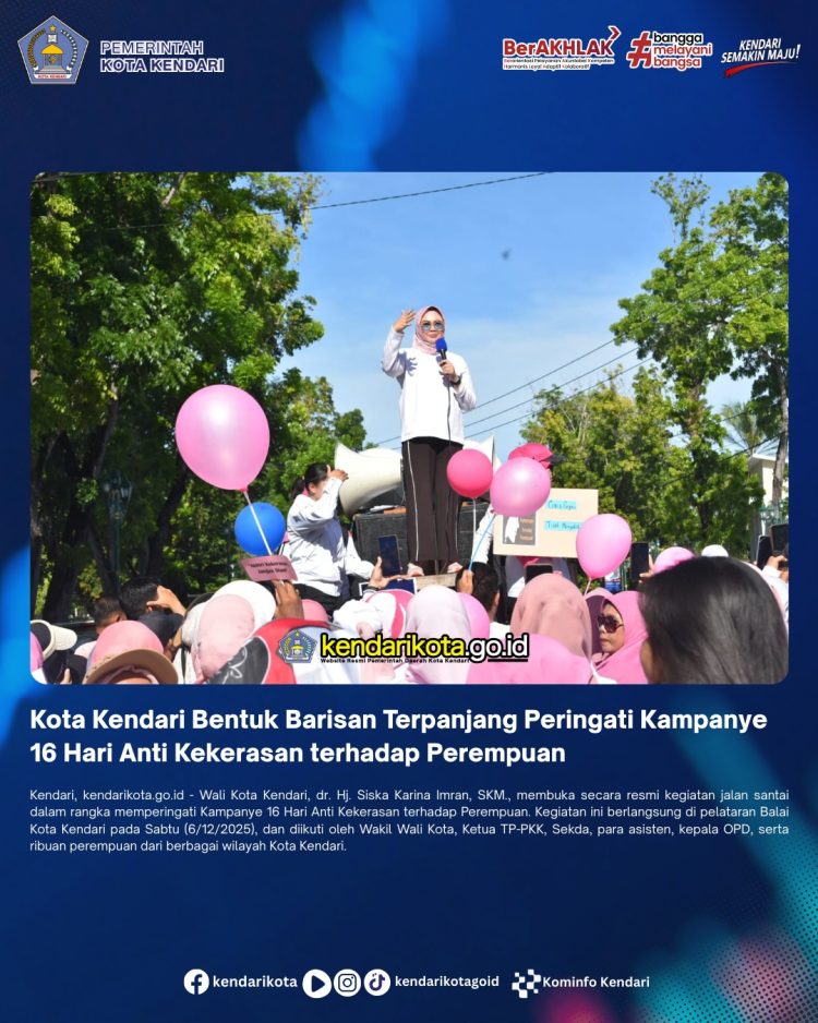 Kota Kendari Bentuk Barisan Terpanjang Peringati Kampanye 16 Hari Anti Kekerasan terhadap Perempuan