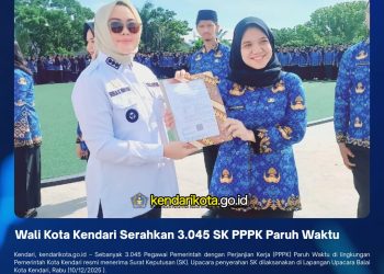 Wali Kota Kendari Serahkan 3.045 SK PPPK Paruh Waktu