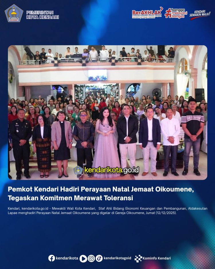 Pemkot Kendari Hadiri Perayaan Natal Jemaat Oikoumene, Tegaskan Komitmen Merawat Toleransi