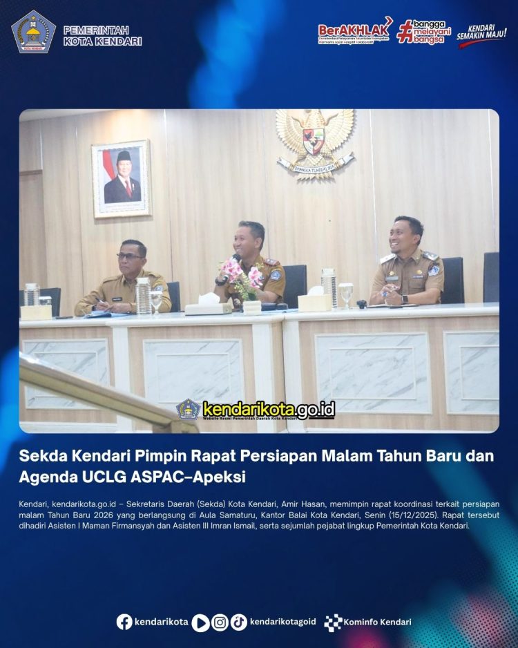 Sekda Kendari Pimpin Rapat Persiapan Malam Tahun Baru dan Agenda UCLG ASPAC–Apeksi