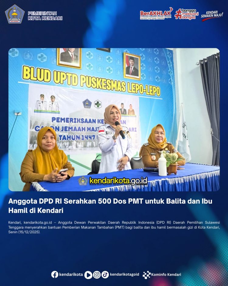 Anggota DPD RI Serahkan 500 Dos PMT untuk Balita dan Ibu Hamil di Kendari