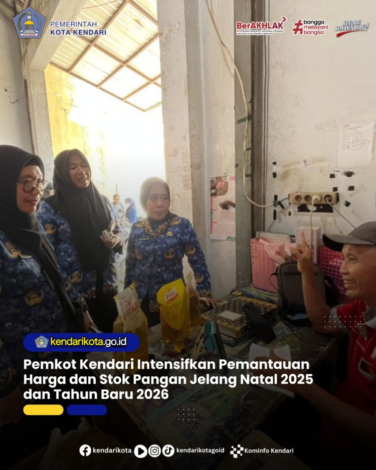 Pemkot Kendari Intensifkan Pemantauan Harga dan Stok Pangan Jelang Natal 2025 dan Tahun Baru 2026
