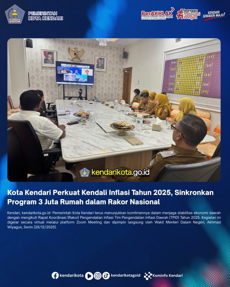 Kota Kendari Perkuat Kendali Inflasi Tahun 2025, Sinkronkan Program 3 Juta Rumah dalam Rakor Nasional