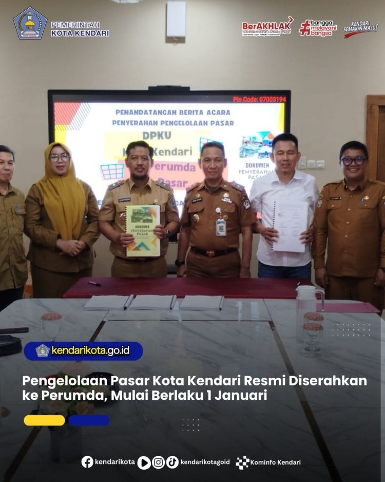 Pengelolaan Pasar Kota Kendari Resmi Diserahkan ke Perumda, Mulai Berlaku 1 Januari