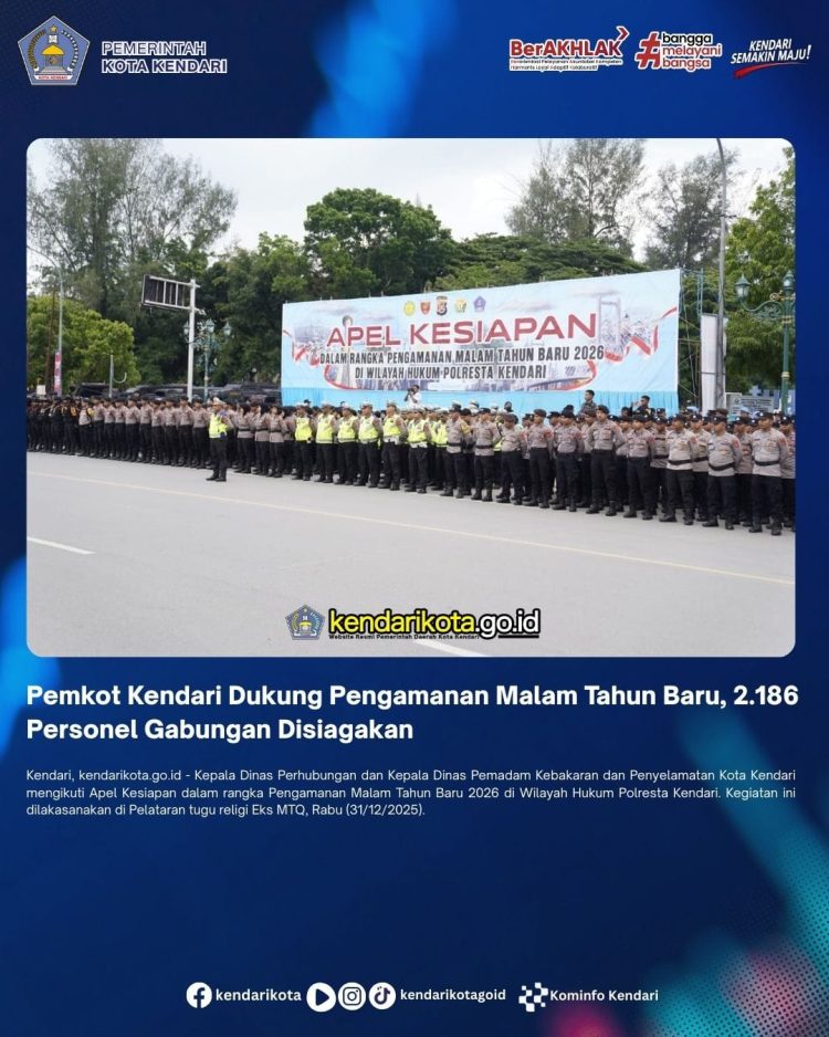 Pemkot Kendari Dukung Pengamanan Malam Tahun Baru, 2.186 Personel Gabungan Disiagakan
