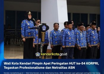 Wali Kota Kendari Pimpin Apel Peringatan HUT ke-54 KORPRI, Tegaskan Profesionalisme dan Netralitas ASN