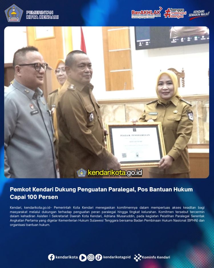 Pemkot Kendari Dukung Penguatan Paralegal, Pos Bantuan Hukum Capai 100 Persen