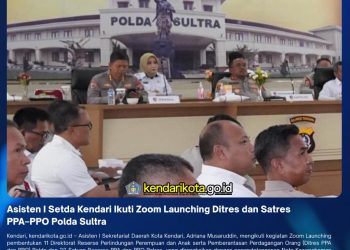 Asisten I Setda Kendari Ikuti Zoom Launching Ditres dan Satres PPA–PPO Polda Sultra