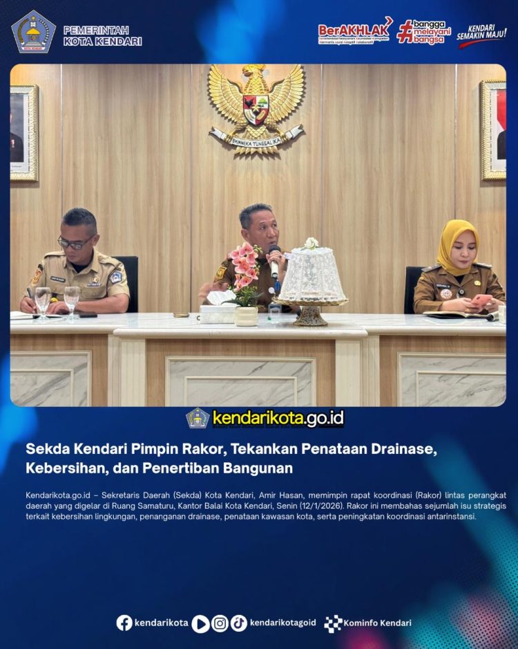 Sekda Kendari Pimpin Rakor, Tekankan Penataan Drainase, Kebersihan, dan Penertiban Bangunan