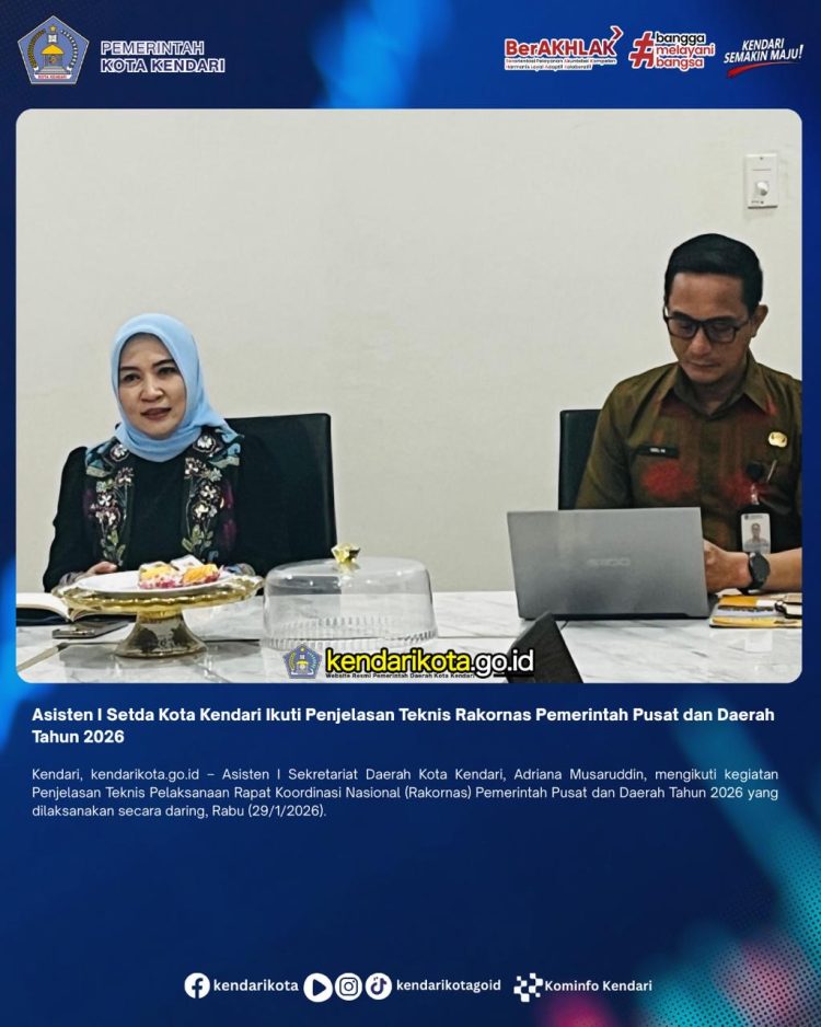 Asisten I Setda Kota Kendari Ikuti Penjelasan Teknis Rakornas Pemerintah Pusat dan Daerah Tahun 2026